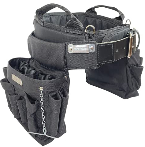 BOULDER BAG Professional Electrician's MAX Combo with Comfort Back Support Tool Belt, Leather Belt Buckle, Heavy Duty Work Belt, Black, (Large 33-36 Inch Waist), Made in USA
