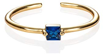 Namana Dekorativ ring i guld för kvinnor, justerbar öppen ring för kvinnor med en färgglad fyrkantig sten, förgylld damring med zirkoniasten, guldring för kvinnor, tonåringar, flickor, Kubisk zirkonia