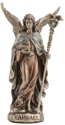 Veronese Design Raphael, der Erzengel der Heilung, Polystein, handbemalt, Bronze-Finish, Sammlerfigur, Heimdekoration, 4 Stück