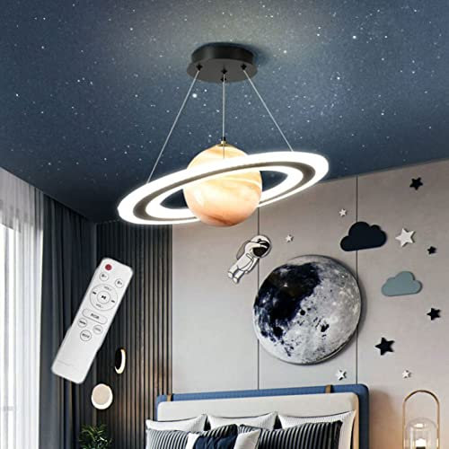 DROMEZ ROMEZ Lámpara Colgante Infantil - 40W LED Lámpara Colgante Techo Planeta Regulable Con Control Remoto - Luz Techo Dormitorio Para Habitación de Niños y Niñas, Ø 50cm