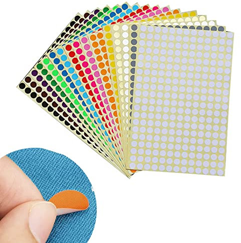 Catelves 16 Blätter 4160pcs 8mm Runde Punkt Klebepunkte, Runde Punkte Aufkleber, Klebepunkte Bunt, Klebrige Farbkodierung-Aufkleber, Bunt Etiketten Markierungspunkte (16 Farben)