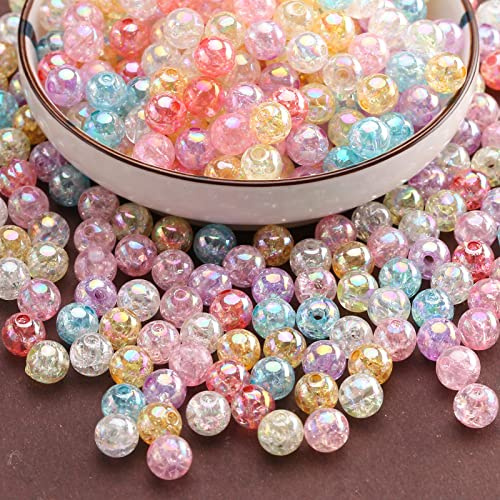 DAHI bunt perlen zum auffädeln ca.740pcs Runde Mehrfarbig Perlen 8mm gemischte acrylic perlen bastelnperlen f. Schmuckherstellung DIY Halsketten Armband (ab color)