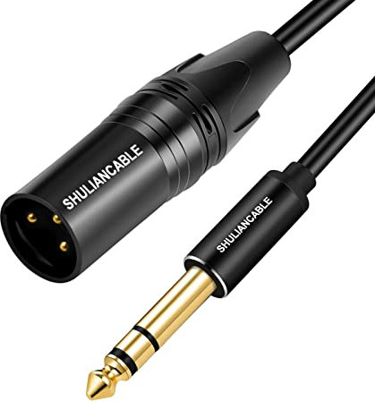 SHULIANCABLE Cavo XLR a 6.35 mm, Jack stereo da 6,35 mm TRS a cavo di interconnessione bilanciato maschio XLR per Microfono, Altoparlante, Amplificatore, Audio Console, Mixer (Male, 5M)