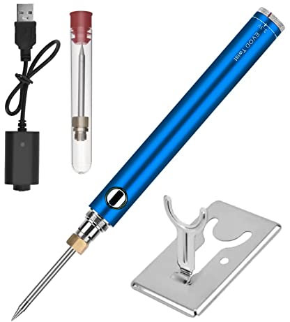 Towwoo Saldatore a Batteria Ricaricabile, 8W 5V Portatile Saldatore Ricaricabile USB, Mini Penna Kit di Saldatura a Stagno Professionale con Supporto in Metallo per Varie Riparazioni (Blu)