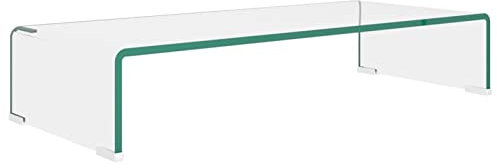 Gecheer TV-bord skärmhöjning monitor glasfäste fäste fäste monitorhöjning TV piedestal monitorfäste höjning glas transparent 70 x 30 x 13 cm