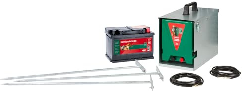 AKO Starterset Savanne 3000 ohne Solarmodul, Weidezaungerät, Elektrozaungerät, Weidegerät, Input 4,5 J, Komplettset, Landwirt, Tierhalter