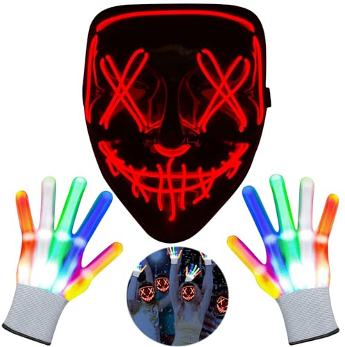 Mecctuck Handschuhe, Blinkende Handschuhe, Handschuhe Halloween Mitgebsel Kindergeburtstag, Handschuhe für Halloween Weihnacht Raves Party Clubs Partygeschenke
