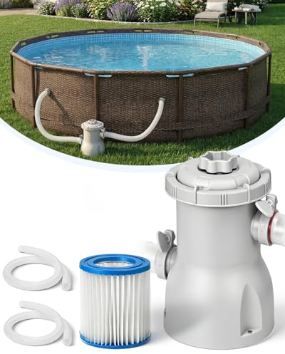 Evoio Pool Filter Pump Above Ground, 300 Gallons Swimming Pool Filters Cartridge Pumps, Electric Pools Water Pump for Pools Sand Cleaning Tool Set Pool Pumps
