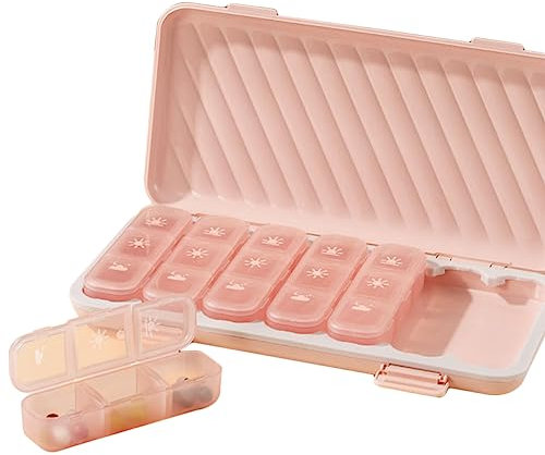 Jumuao Täglicher Pillen-Organizer,Tablettenbox 7 Tage Morgens Mittags Abends,Tragbare Pillendose 3 Fächer, Reise-Pillen-OrganizerFür Reise und Tägliches Gebrauch usw (Rosa)