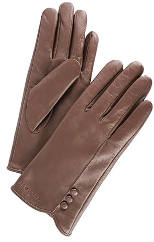 Zerimar Damen-Lederhandschuhe | Warme Lederhandschuhe | Lederhandschuhe für Damen | Echte Lederhandschuhe | Lederhandschuhe | Farbe Braun | Größe 8