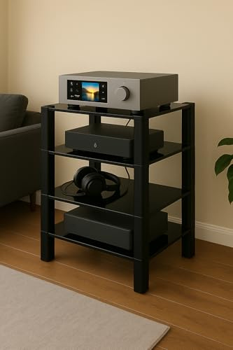 RO&CO - Mueble HiFi de 4 Estante, con Ruedas. Color Negro. Ref. 5040-RN