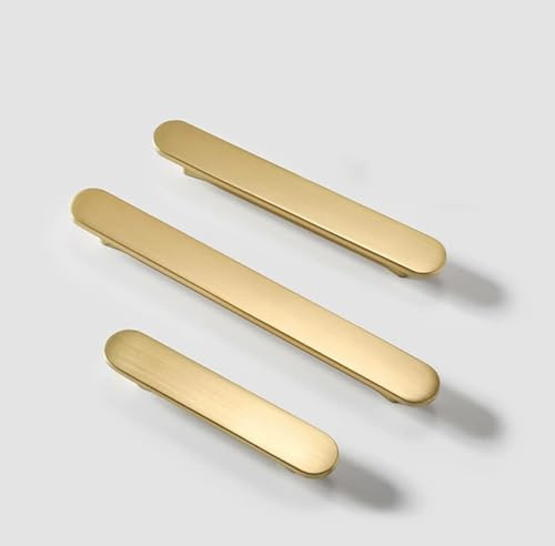 SYZOW 6 Stück Schrankgriffe Gold Möbelgriffe Küchengriffe -Griffe Möbel Schrankgriffe Messing aus Schubladengriffe 64mm Lochabstand
