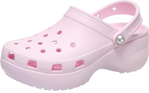 Crocs Women's Classic Platform Pearl Clog, Pink Milk, 10