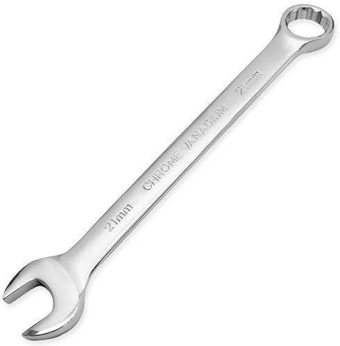 PHITUODA Llave métrica de 21 mm, llave combinada de trinquete industrial con diseño de 12 puntos, llave de engranaje de acero al cromo vanadio