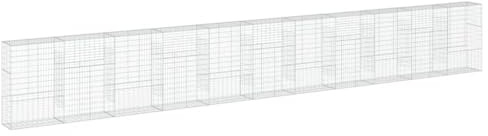 vidaXL Gabionkorg med skydd 1100x50x150 cm galvaniserat järn, gabionkorg, stenmur, gabionmur, gabionkorgar, stenmurar, gabinmurar, gabionvägg