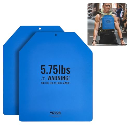 VEVOR Plaques lestées pour gilet lesté, paires de 2,6 kg, plaques de poids pour gilet, en acier de qualité supérieure, coupe ergonomique profilée WOD, pour la musculation, la course à pied, le fitness