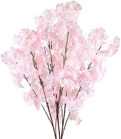 Minnhua 3PCS 100cm Künstliche Blumen Kirschblüten Kunstblumen Rosa | Seidenblumen Kirschblütenzweig Plastikblumen Sakura für Party Büro Hochzeit Balkon Garten Vase Dekoration
