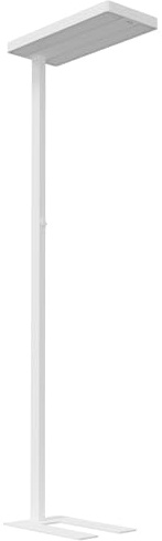 Oktaplex Lyse Büro Stehlampe mit Sensor dimmbar weiß Deckenfluter | 4000K Neutralweiß, 10400lm, UGR<19, 80W LED, Tageslicht- & Präsenzsensor, Aluminium, 195cm
