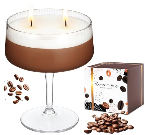 Toptime Duftkerzen im Glas, Espresso Martini Duftkerzen Set für Frauen Männer, Karamell Kaffee Vanille Kerzen Duft 40 Stunden Brenndauer, Natürliche Sojawachs Kerze für Schlafzimmer Heimdekoration