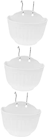 WEKADRIN Set Da 3 Vasi Sospesi Per Piante e Fioriere Da Balcone in Plastica Bianca Ganci e Rete Per Interni Ed Esterni, Vasi Da Fiore Decorativi Per Ufficio e Giardino