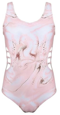 Generisch Combinaison en nylon Surf Girls Beach Sport 1 pièce Maillot de bain à manches longues pour fille, Rose, 11-12 ans