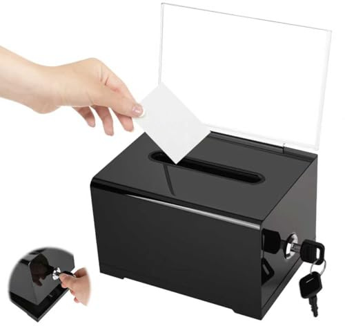 Scatola per donazioni con chiusura, in acrilico, con fessura, salvadanaio con serratura, adatto per donazioni a scuole, club, eventi (16 x 12 x 10) cm