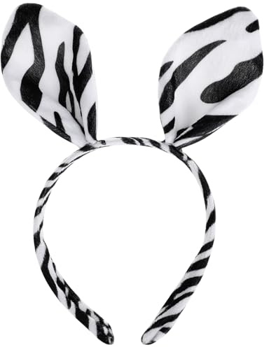 FOYTOKI Zebraohren Stirnband aus Plüsch und Kunststoff Süßer Haarreif für Tierkostüm Einfach zu Tragen für Halloween Party und Lange Tragezeit