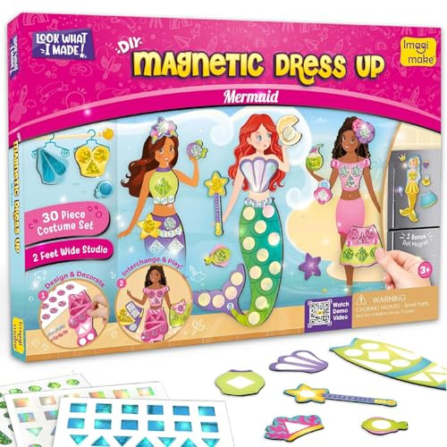 Imagimake DIY Magnetic Dress-Up Mermaid, Pretend Play Toys for Kids Age 3+ | 30 Magnetic Dresses & Accessories, Interchange & Create Unlimited Outfits, Birthday Gift for 3,4,5,6,7,8 Years Old Girls