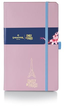 Sheaffer Emily in Paris Notizbuch, mittelgroß, 90 g/m², tintenfreundlich, mit geprägtem Eiffelturm, Rosa