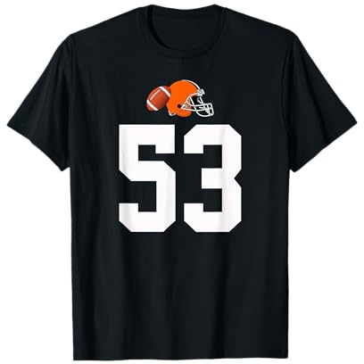 Americano Fútbol Casco Estilo Vintage Número 53 Camiseta