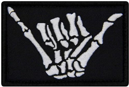 EmbTao Skelett Woohoo That's So Cool Gesture Patch broderad motorcykelbricka fästkrok och ögla emblem