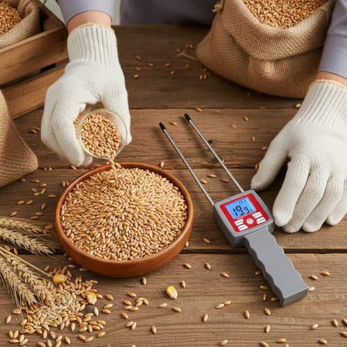 Misuratore di umidità portatile per fieno, misuratore di umidità digitale LCD, tester di umidità per cereali di soia, per foraggio con display retroilluminato