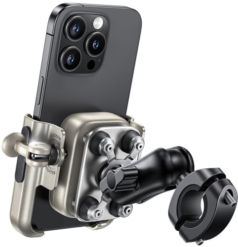 Lamicall Supporto Telefono Moto - [Tutto Metallo] [Antivibrazione] [Braccio Retrattile] Antifurto, 2 x 360° Rotazione, Porta Telefono Bicicletta, per iPhone 17 16 15 14 e Altro Smartphone da 4,7-7,2
