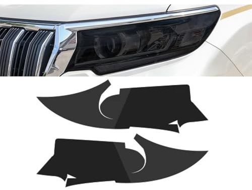 Pellicola Protettiva per fari Auto per Toyota Land Cruiser Prado 2017+,TPU Trasparente Autoadesiva Oscurante Decorazioni Accessori,Black