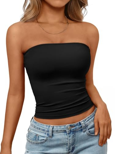 LILLUSORY Strapless Bandeau Tops for Women UK Backless Crop Boob Tube | Sleeveless,Going Out,Summer,Y2k,Cute,Clubbing,Party,Sexy,Capsule Wardrobe Clothing,Ladies Mature Clothes