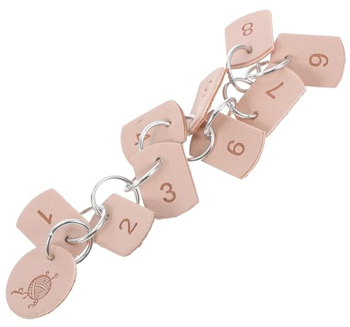 SHERCHPRY Marcador de Puntos para Tejer en Ganchillo Cadena Numerada 1-9 de Cuero Sintético Pu, Contador de Puntadas Resistente y Práctico para Tejido Manual