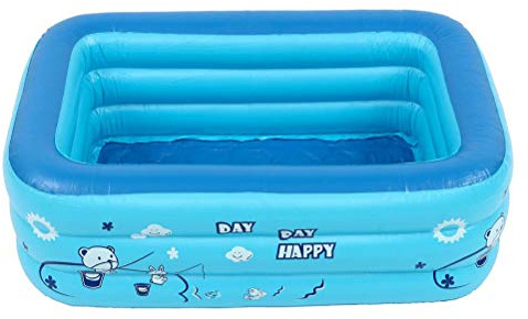 Riuulity Piscine Gonflable Rectangulaire Pliable en PVC Haute densité pour Enfants, 51 X 21 X 15 , Parfaite pour bébé Nageant à la Maison (Blue)