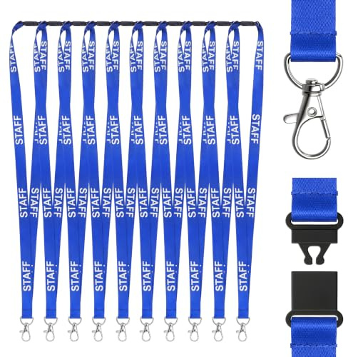 XHDA 10 Pcs Blue Staff Lanyards Breakaway Safety Lanyard for Neck