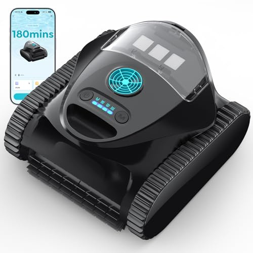 BRINBO C1 Robot Piscina Pareti e Fondo, Linea d'Acqua, Doppio Filtro, Aspiratore Piscina Senza Fili, 7 modalità di Pulizia, 180 min, Pulitore con App, Robot Pulisci Piscine Fino a 150 m², Grigio Seta