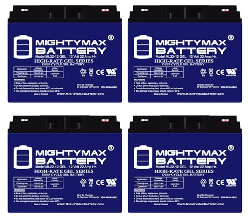 Mighty Max Battery 12V 22AH GEL Battery Replaces 20Ah Kung Long WP20-12 - 4 Pack