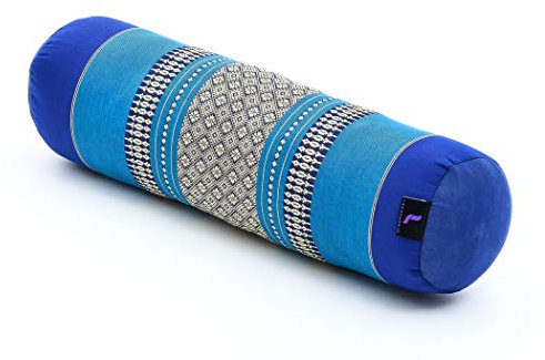 Leewadee Small Yoga Bolster – Shape-Retaining Cervical Neck Roll, Tube Pillow for Comfortable Reading, Kapok Filling, 50 x 15 x 15 cm, Blue