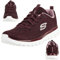 Skechers Women's Graceful Get Connected Sneaker, Wine Mesh/ Lavender Trim, 5 UK