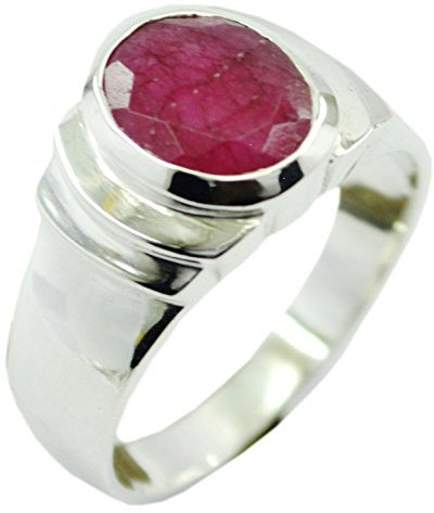 Gemsonclick Natural Ruby 925 Sterling Silber Ring Oval Dezember Geburtsstein Astrologie und Astronomie Ring Größe 50