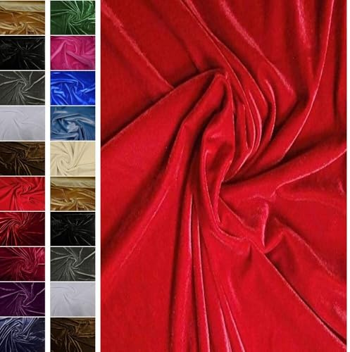 StoffBook ROT EDEL BI-STRETCH SAMTSTOFF NICKISAMT STOFF GLAMOURÖS STOFFE, B804(rot)