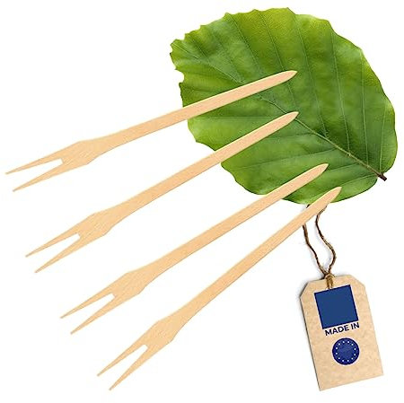 HOFMEISTER® Lot de 4 fourchettes à fondue en bois de hêtre résistantes à la chaleur 24 cm Pour fondue au fromage, trempettes et amuse-bouches