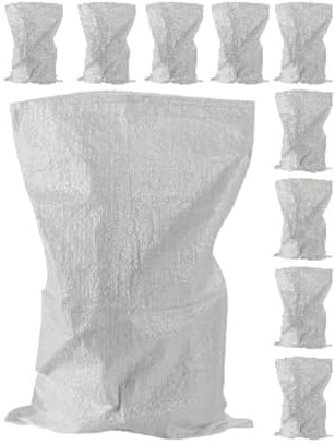 A&A SUPPLIES UK - 10 x Large Woven Rubble Builder White Rubbish Bags 60 X 100 CM Sacks - Strong Builders Garden Waste Bag - Heavy Duty Polypropylene PP DIY White Jumbo Sack 24.5 X 39 inches (10)