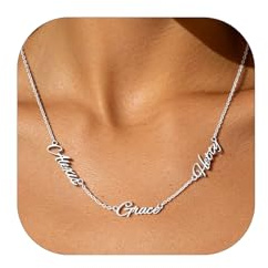 Custom4U Personalisierte kette mit 1/2/3/4/5 Namen für Damen | Silber/Gold Edelstahl Namenskette mit 7 Schriftarten, 5 Kettenstile, 40 -60 cm Kettenlänge Geschenk für Mama Ehefrau Freundin
