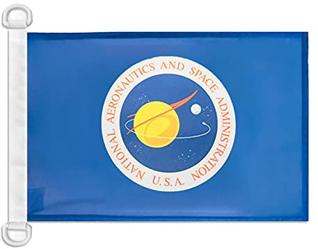 AZ FLAG - Drapeau NASA des Etats-Unis - 45x30 cm - Pavillon Nautique Des Usa Spécial Bateau Et Extérieur En Maille Bloquée Avec Anneaux Plastiques Intégrés - 30g