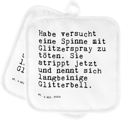 Mr. & Mrs. Panda Topfuntersetzer Habe versucht eine Spinne... - Geschenk, Frauen, Geschenk Frau, Spruch Geschenke, Topflappen 2er Set, Topflappen