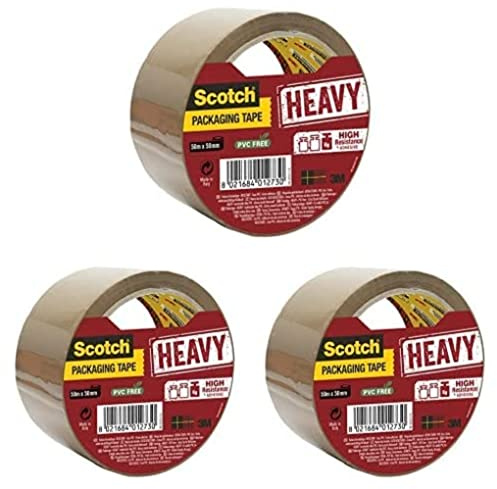 Scotch Bp977 Heavy Ruban 50M x 50M Havane, 140g, Paquet de 3